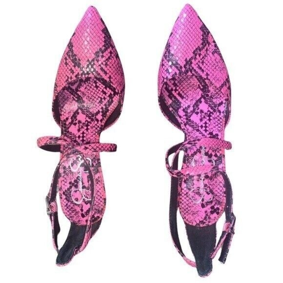 Jessica Simpson Ambrie Neon Pink Python Snake Print Sexy Heels - Picture 7 of 14